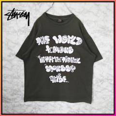 【STUSSY】00s'vintage ポップグラフィティロゴ　Tシャツ　カーキ
