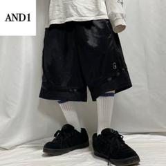 90s AND1 2XL バスパン バギーパンツ ジャージ ショーツ ブラック