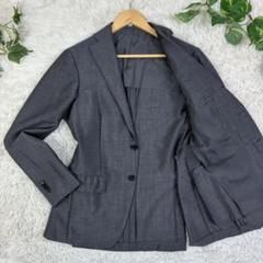 美品　リングジャケット　モヘア混　アンコンジャケット　シングル　2B　44　春夏 美品 リングジャケット モヘア混 アンコンジャケット シングル