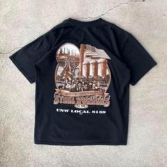 USA製 ヴィンテージ古着 90s 全米鉄鋼労働組合のTシャツ ブラック黒 XL
