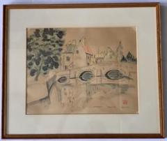 北原龍太郎 水彩「フランス風景」(シャルトル)1975年 北原龍太郎 水彩「フランス風景」(シャルトル)1975年 - メルカリ