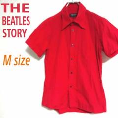 The Beatles ビートルズ 赤 半袖 シャツ タイト コットンシャツ