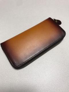 イタリアンレザー 本革 長財布 ラウンドファスナー ハンドメイド ブラウン