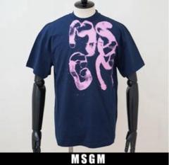 美品　MSGM ネイビーTシャツ　ピンクロゴ　サイズXSのサムネイル