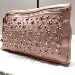 極美品　希少カラー！ジミーチュウ　クラッチバッグ　スタッズ　ピンク　本革レザー 極美品 希少カラー！ジミーチュウ クラッチバッグ スタッズ