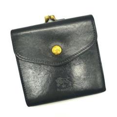 美品 イルビゾンテ 二つ折り財布 ブラック がま口 IL BISONTE