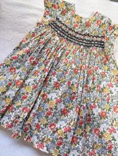 美品　ボンポワン　リバティワンピース　6a ボンポワン ワンピース ドレス 刺繍お花 可愛い 6a 美品 - メルカリ