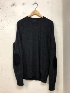 PRADA エルボーパッチ カシミア混紡 ニット セーター グレー メンズ52 PRADA エルボーパッチ カシミア混紡 ニット セーター グレー