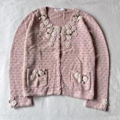 人気提案 HOUSE 高級】PINK ニット 希少デザイン 刺繍 桜 セーター トップス