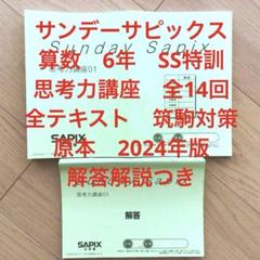 最新版　2025 サピックス　算数　SS特訓思考力講座　実力テスト サピックス SS特訓 思考力講座＋実力テスト