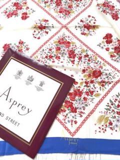 英国王室御用達アスプレイシルクスカーフ Asprey LONDONシルクスカーフ フラワー柄 スカーフ 極美品 希少
