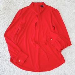 ローレンラルフローレン★美品★ボウタイブラウス★ジャージー★金カフスボタン★橙