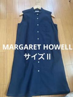 MARGARETHOWELLマーガレットハウエルスタンドカラーロングシャツワンピ