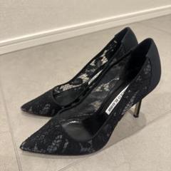 MANOLO BLAHNIK 黒 レース ヒール 10cm