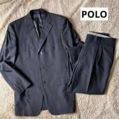 POLO メンズスーツ ダークグレー 黒 ビジネス フォーマル S M