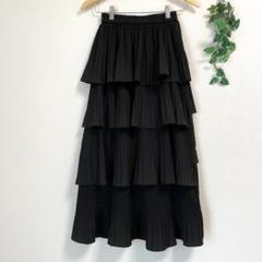 黒 ティアードスカート アシンメトリー ロングスカート ロリータ ゴスロリ