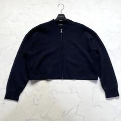 美品✨セオリー 24SS ショート丈 ニットブルゾン 丸みシルエット 紺 S 美品✨セオリー 24SS ショート丈 ニットブルゾン 丸みシルエット
