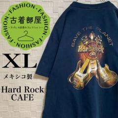 メキシコ製 ハードロックカフェ ラスベガス ネイビー Tシャツ バンド 紺 XL