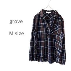 グローブ　シャツ　レディース　トップス　チェック　長袖　M カジュアル　美品
