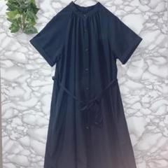 GU ダークブルー シャツワンピース 半袖 ゆったり