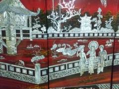 美品‼️骨董品貝細工　☆中国購入　衝立