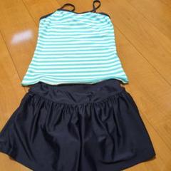 女の子用水着セット 170cm 青白ストライプ
