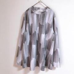【百合】（L）アソート柄ワッフル長袖カットソー/ロングスリーブTシャツ/総柄