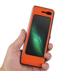 オレンジ レザー Galaxy ギャラクシー フォールド ケース 本革 スマホ
