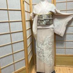 ［4394］訪問着 草花文様 刺繍 ぼかし 正絹 着物 袷