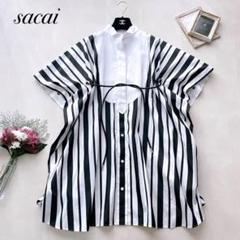 【お気にいる】 サカイ 未使用級✨sacai 05032 ストライプ シャツワンピース ワンピース