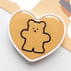 ハート型クマデザイン スマホグリップ　ポップソケット　グリップトック　韓国