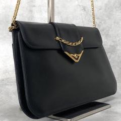 Cartier サファイアライン チェーンショルダーバッグ カーフスキン 黒系