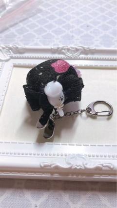 花柄猫付きキーホルダー