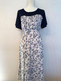 アクシーズファム　axes femme 花柄ドッキングワンピース　ワンピース