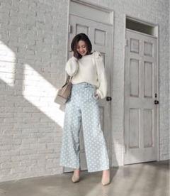 rienda♡ドットワイドパンツ ミント