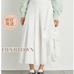 リリーブラウン 24SS【S】ボリュームフレアスカート ナイロン スリット