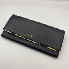 未使用 PaulSmith ポールスミス レザー長財布 花柄 ストラップ付き