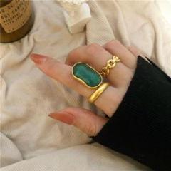 ☆即日発送☆2個セット 指輪☆グリーン&ゴールド ペアリング