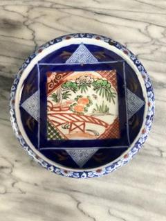 古い伊万里焼 大皿 ベロ藍 時代 明治 飾り皿〈検 印判 有田 鍋島