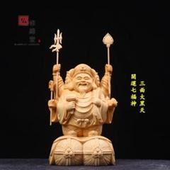 極上品　仏教工芸品　一刀彫　総ケヤキ材　福神　恵比寿　大黒 ki-808-4.jpg