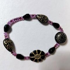 【ハンドメイド】 黒と紫のブレスレット(7)