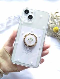 iPhoneケース　Android　ハンドメイド　カスミソウ　スマホケース