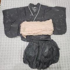 グレー 星柄 着物スタイル 帯付き