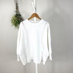 T0721 オッズオンコンプレックス　レース　刺繍　トップス　白　カジュアル