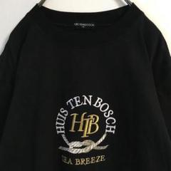 日本製 古着 レトロ 刺繍 Tシャツ メンズ シングルステッチ 黒