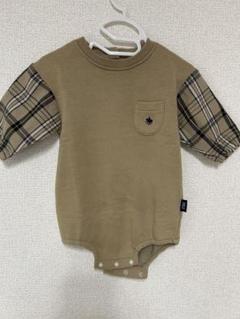 POLO Baby ベージュ チェック 袖付きロンパース 70