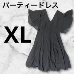 XL ワンピース パーティードレス ノースリーブ シフォン ミモレ丈 結婚式