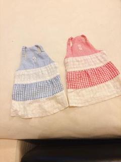 ペット用フリル付きドレス 青と赤