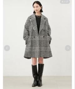 【美品】ミラオーウェン　チェック柄 チェスターコート ベージュ 黒 2025年最新】ミラオーウェン コート チェックの人気アイテム