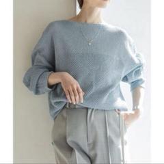 美品✨NOBLE ペーパーヤーンカノコ Back Vプルオーバー サックス